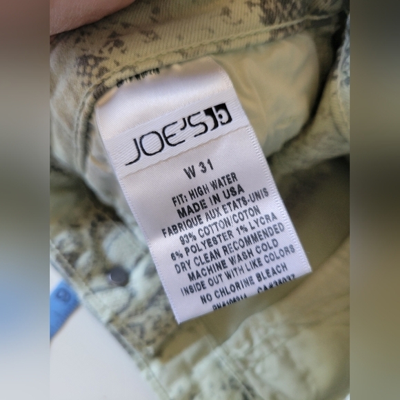 Joe's The High Water Mint Green Snakeskin Print Size 31 - Picture 6 of 10